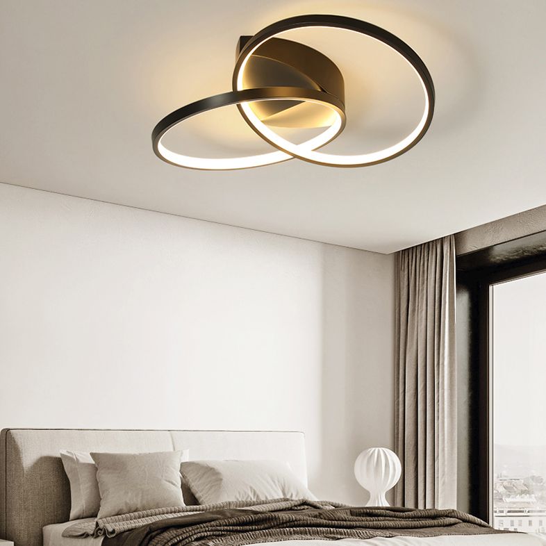 Circular Acrylique Shade LED Moup semi-flush dans le plafond intérieur en métal de style singulier moderne