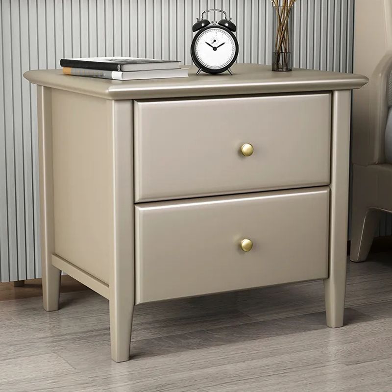 Wooden Bed Nightstand Modern Minimalist Bedside Table with Legs