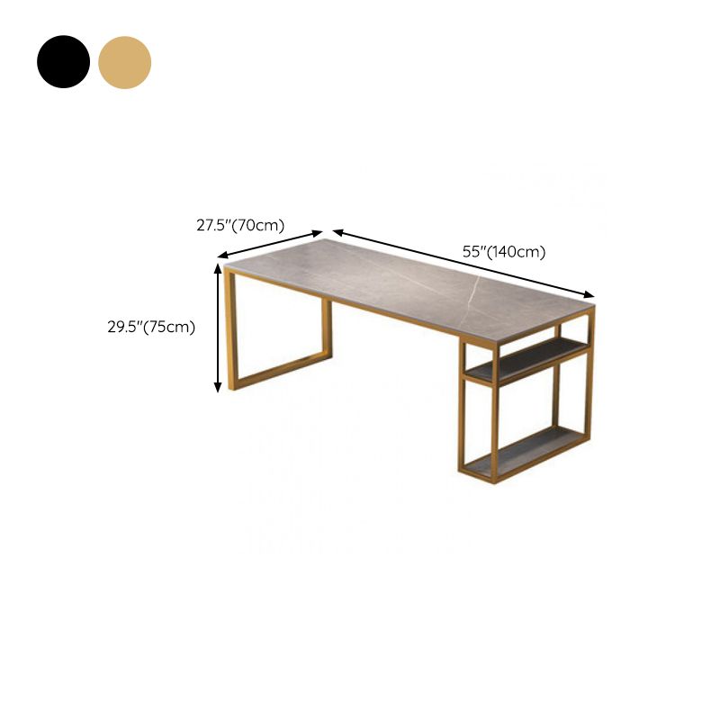 Contemporary Rectangular Computer Desk Stone Office Desk with Legs