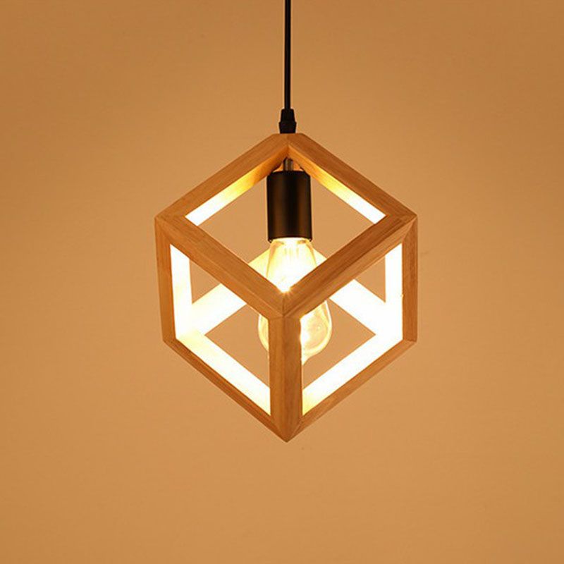 Japanese Style Shaded Ceiling Light Wood Single-Bulb Restaurant Hanging Pendant Lighting