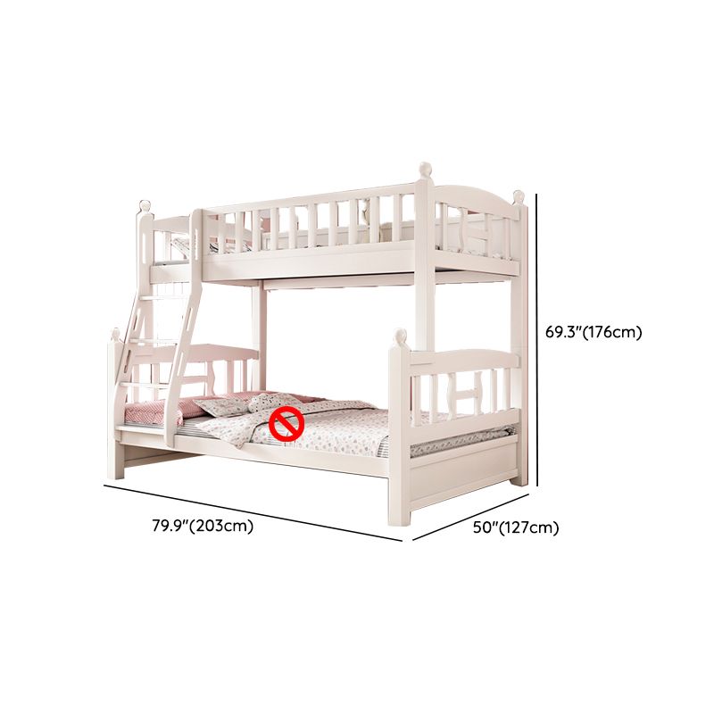 Traditional Style Kid Bed in White Solid Wood Standard Bunk Bed