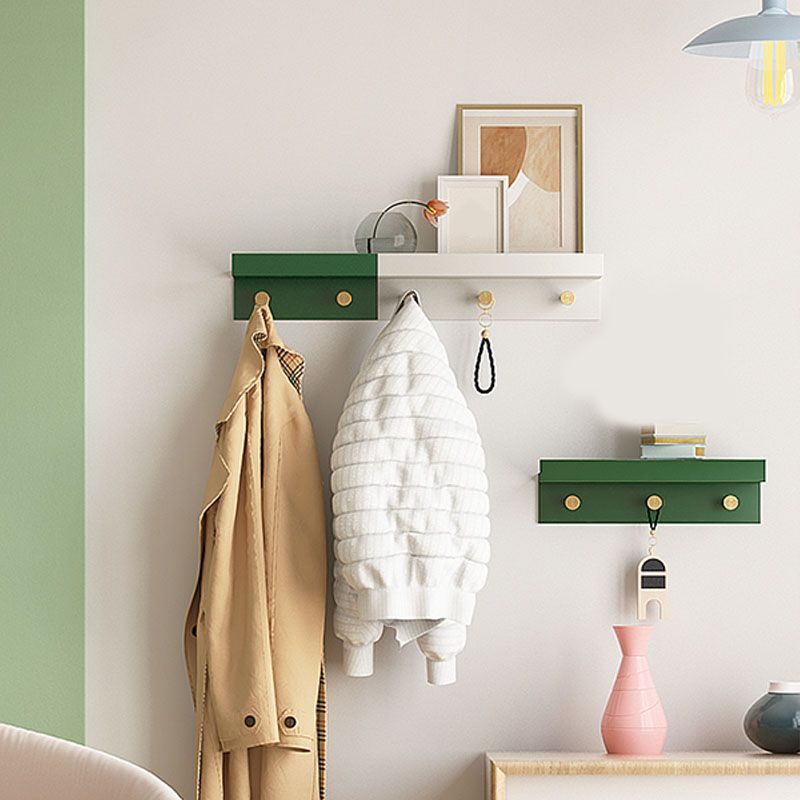 Modern Coat Hanger Wood Wall-Mounted with Shelves and Hooks Entryway Kit