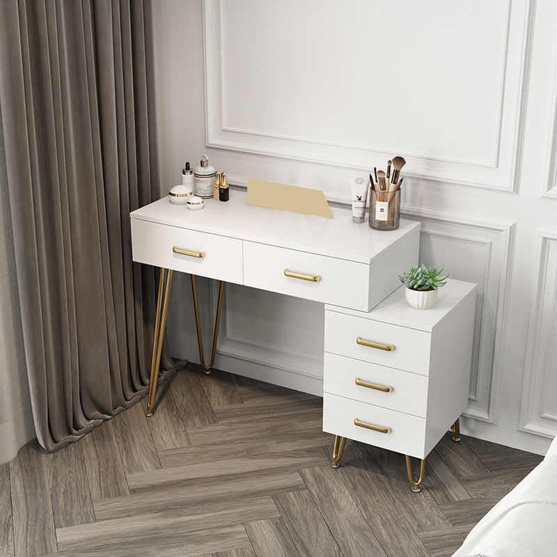 Wooden Vanity Desk in White Modern with Drawers Dressing Table