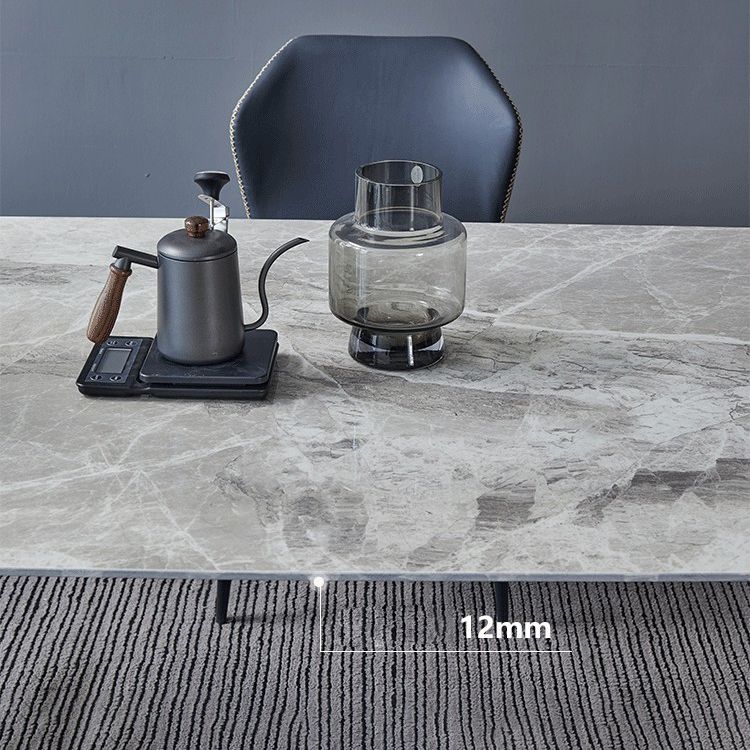 Minimalist Rectangle Sintered Stone Dining Table with Metal Base Dining Table for Restaurant