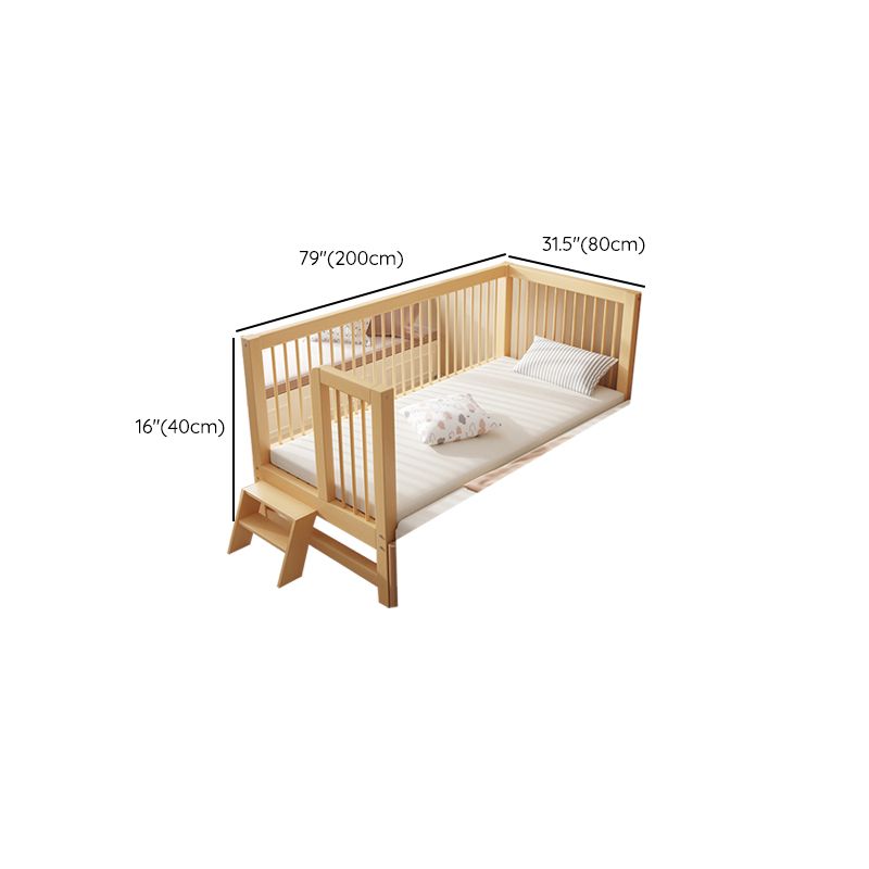 Glam Nursery Bed Wood with Guardrail Washed Natural Baby Crib