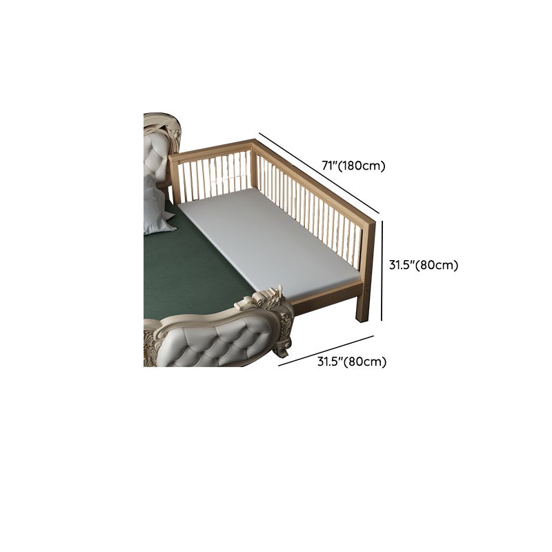 Tall Clearance Toddler Bed Natural Solid Wood Kids Bed with Detachable Guardrails