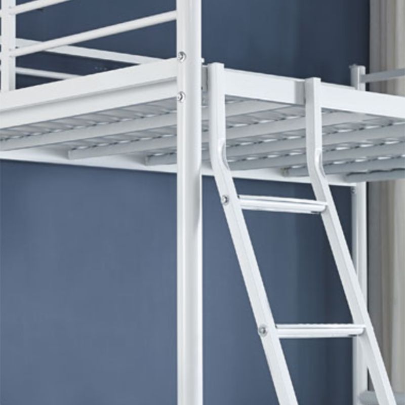 Metal Standard Bunk Bed with Built-In Ladder Modern Iron High Loft Bed Frame