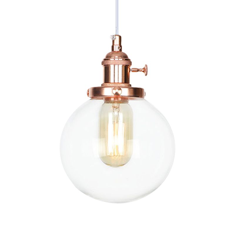 Orbit Hanging Lighting Farmhouse Amber/Clear Glass 1 bol hanglamp met verstelbaar koord in zwart/brons/messing afwerking