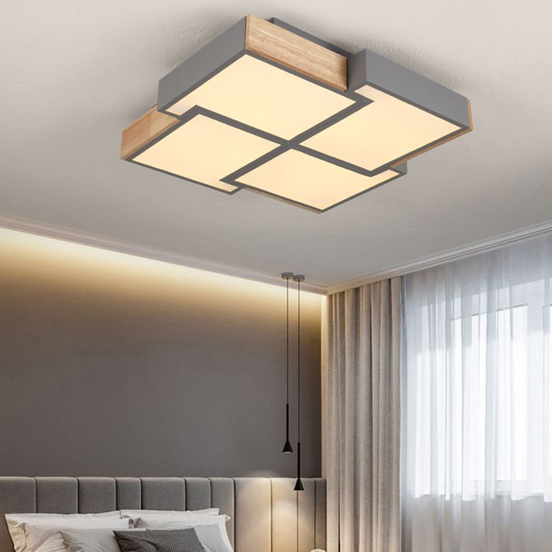 Geometric Flush Ceiling Light Minimal Metal Mount Lighting for Bedroom