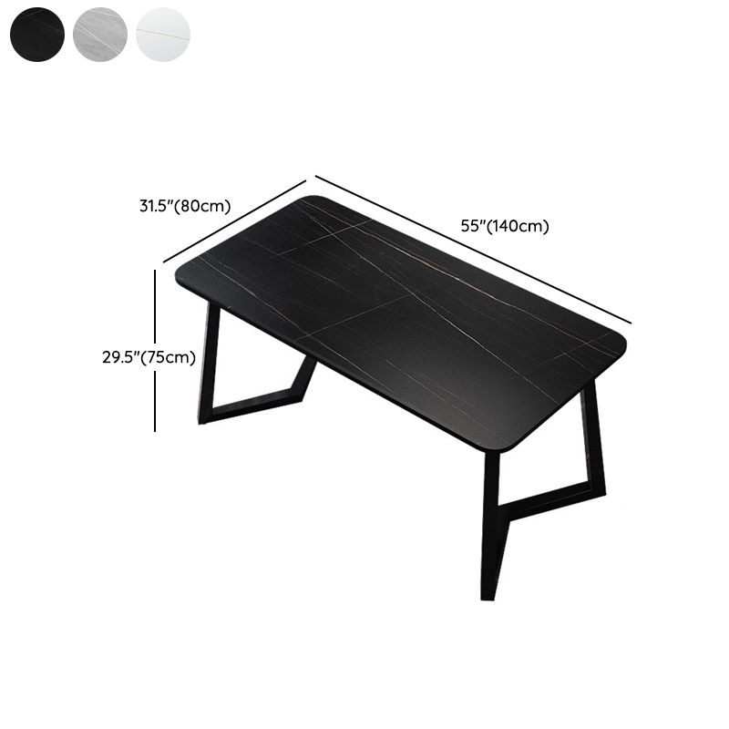 Stone Rectangle Office Desk Modern Style Writing Desk with Iron Legs