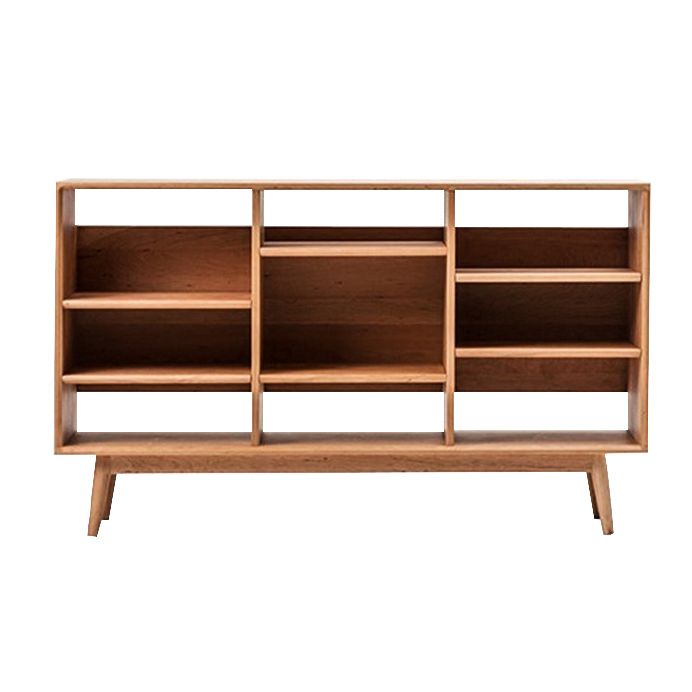 Industrial Open Back Bookshelf Freestanding Wood Book Shelf with Storage Space