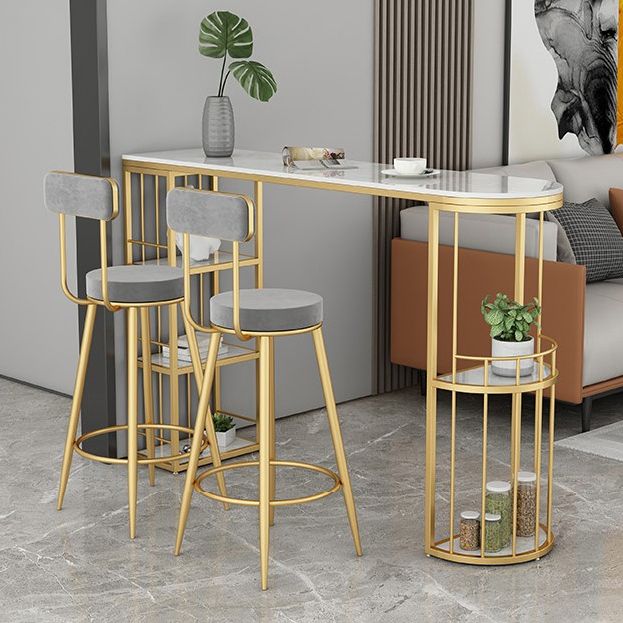 Contemporary Stone Cocktail Bar Table with Storage Living Room Counter Table