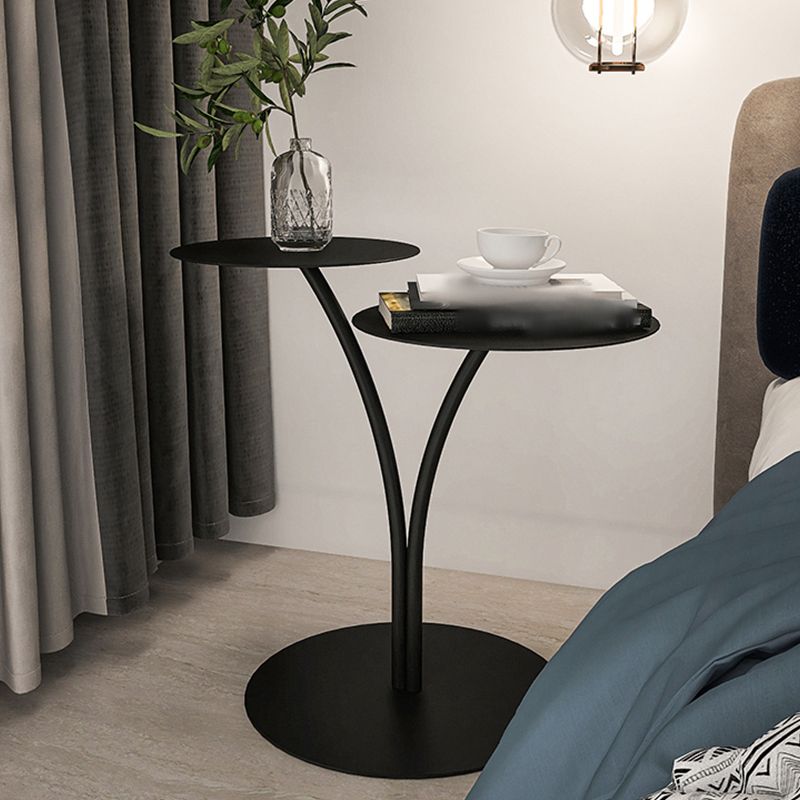 Non-storage Nightstand Modern Round Metal Night Table with Legs