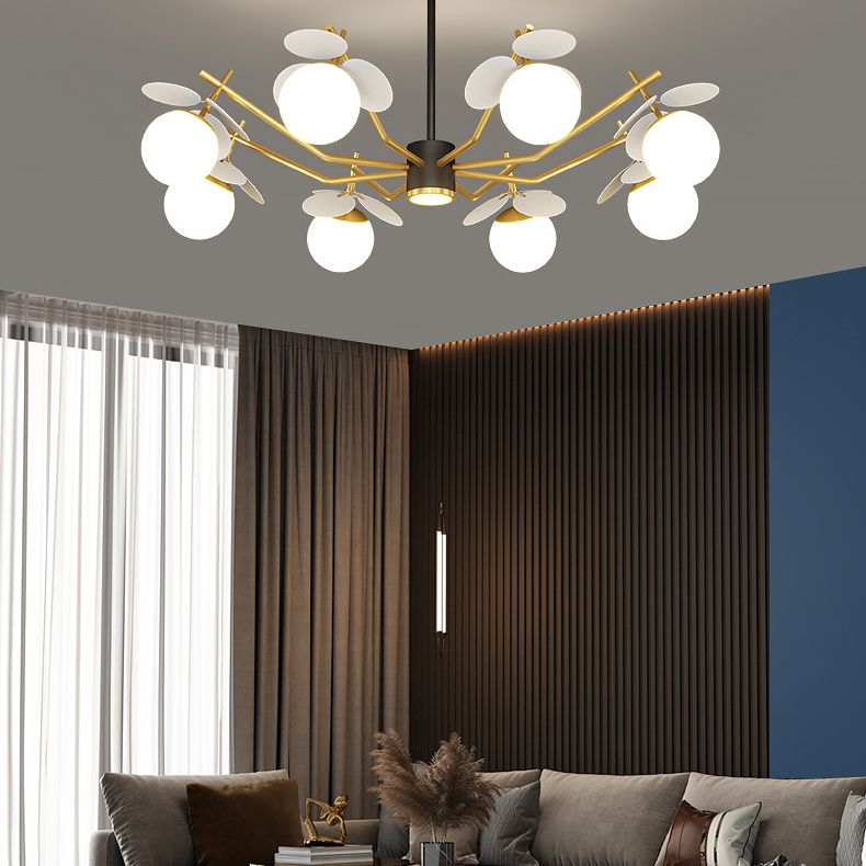 Shaded Metal Chandelier Lighting Fixture Modern Style Pendant Light Kit for Living Room