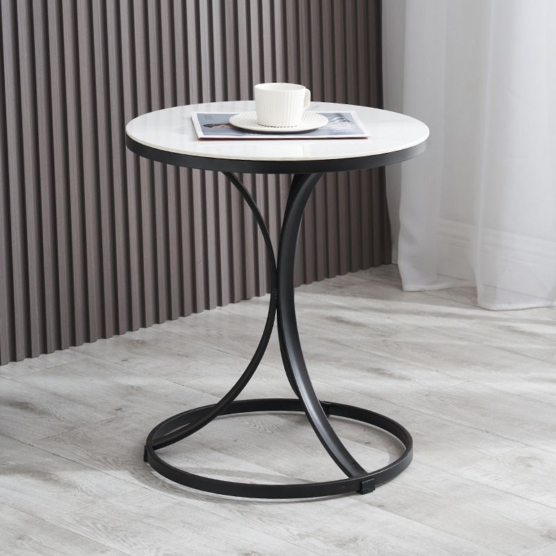 Modern Faux Marble Top End Table 21.6 "Tall Pedestal End Table