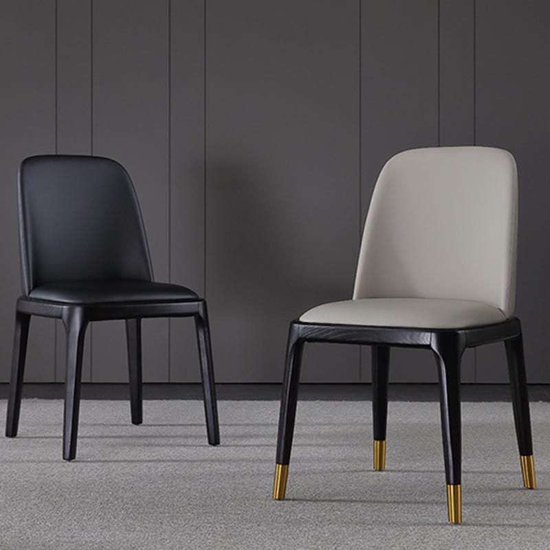 Contemporary Armless Dining Chairs Wood Parsons Furniture in Matte Finish