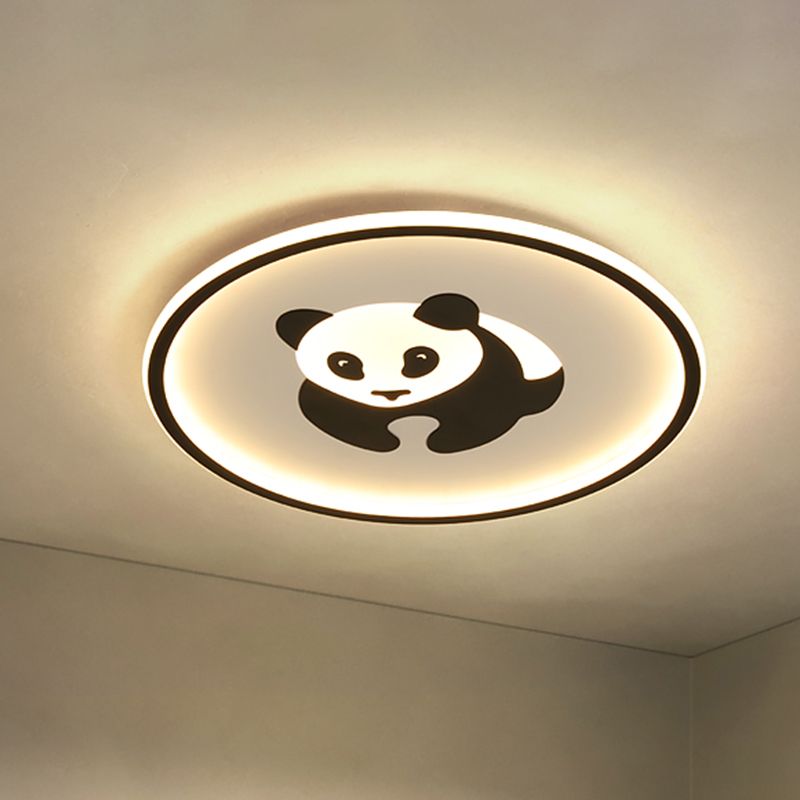 Panda Flush Mount Light Kids Acryl LED Schwarz Flushmount Lighting in Warm/White Light for Bedroom