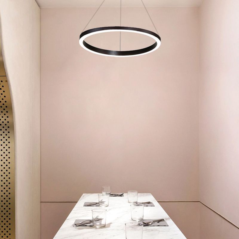 Chandelier Brun Hoop Chandelier Contemporain 1/2/3 Ring Acrylique LED Plafond Aymordage en lumière chaude / blanche