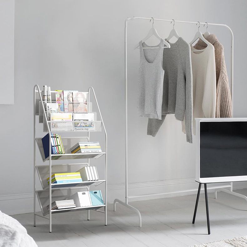 Contemporary Metal Ladder Bookshelf Closed Back Vertical Iron Bookcase