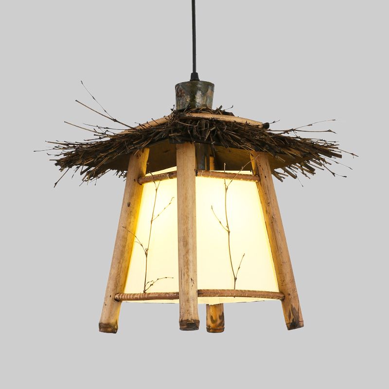 1 Bulb Apparecchiatura di illuminazione sospesa in legno giapponese a sospensione in lampadina in beige per il ristorante