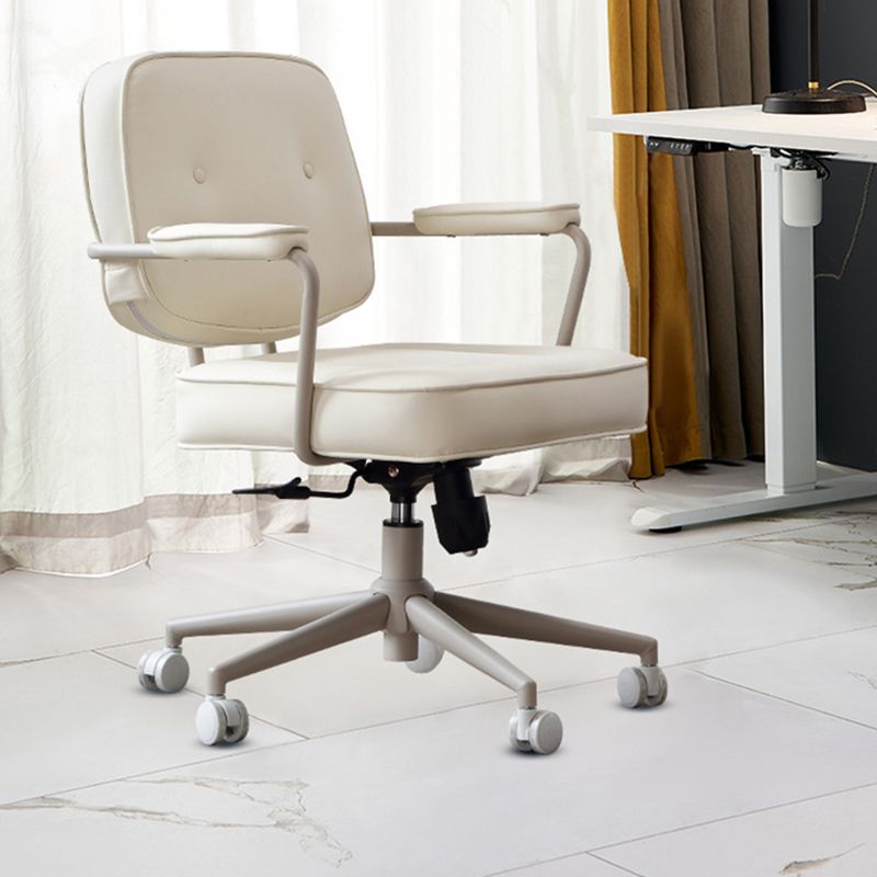 23"W Contemporary Office Chair White Swivel Upholstered Desk Chair