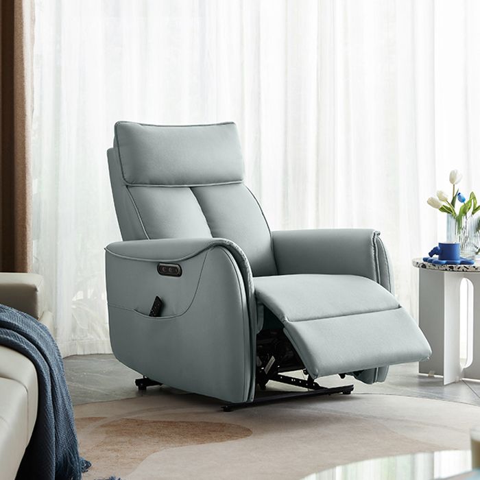 Faux Leather Standard Recliner Power-Push Botton Recliner Chair with Storage