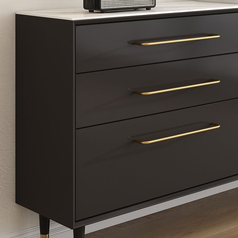 Modern Black Buffet Sideboard Engineered Wood Dining Server with Drawers and Storage