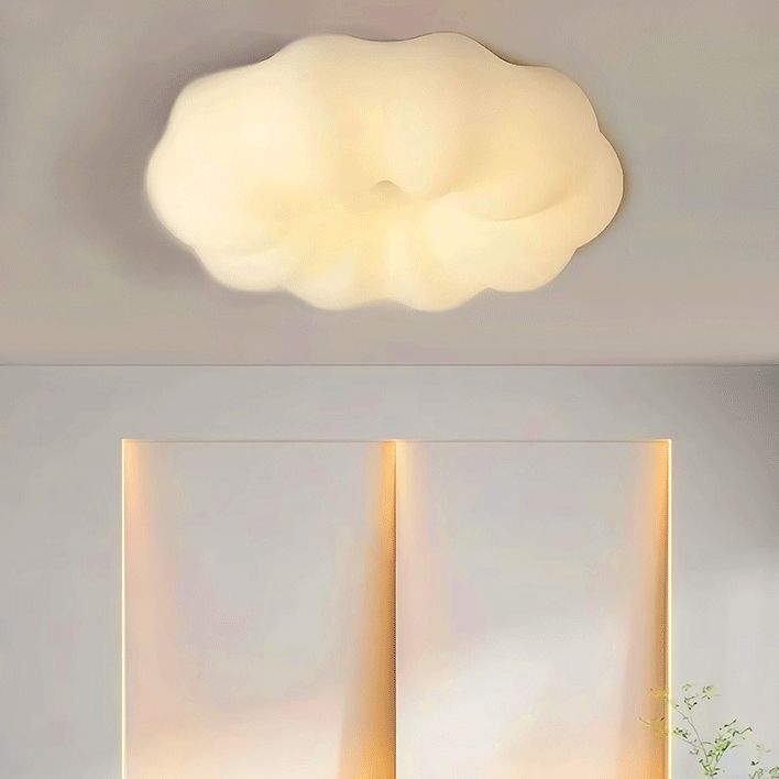 Pumpkin Shape Flush Mount Ceiling Light Fixture Modern Flush Mount in White Finish