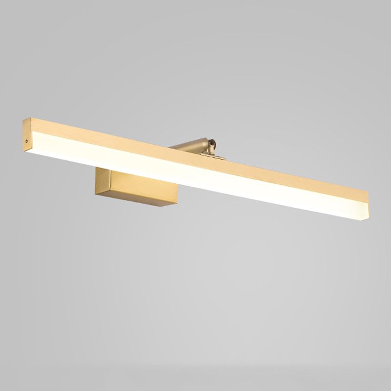 Linear Shade Metal Wall Sconce Modern Style Single Light Mirror Wall Mounted Light in Gold