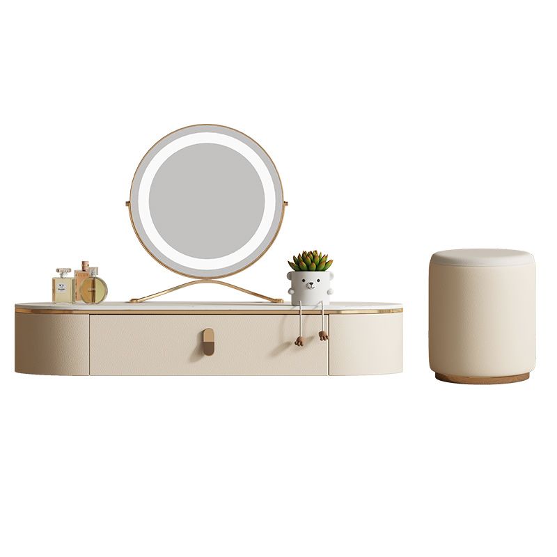 Contemporary Beige Metallic with Drawer Bedroom Makeup Vanity Desk