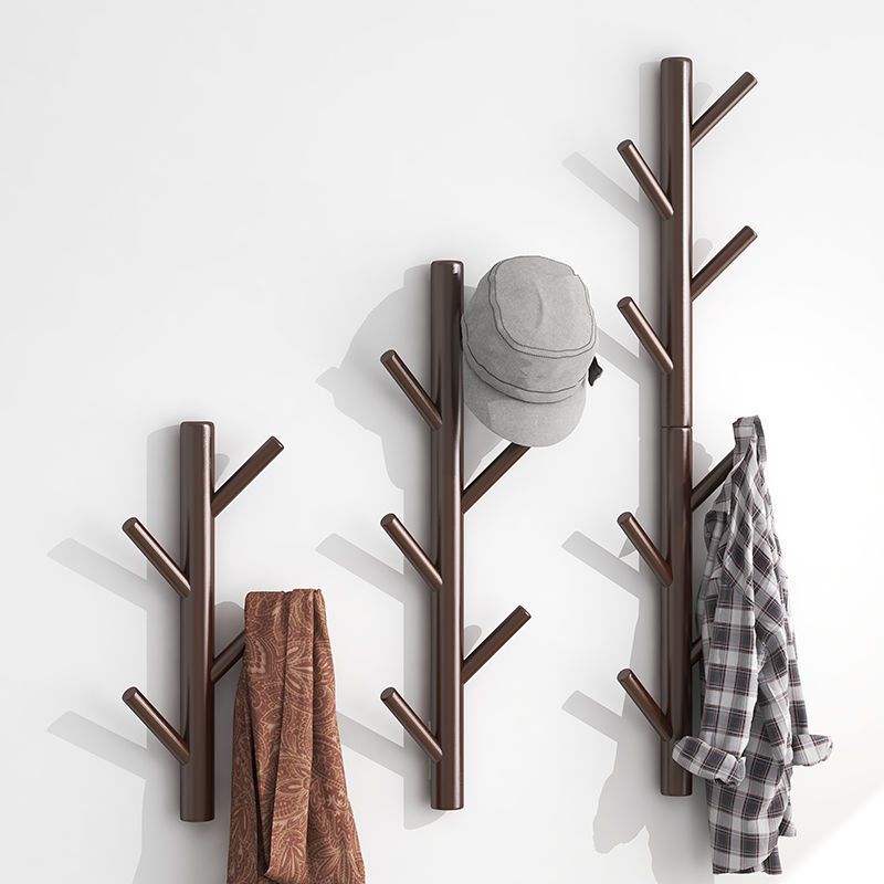 Modern Nordic Coat Hanger Wooden Entryway Kit Wall-Mounted Coat Rack Hooks