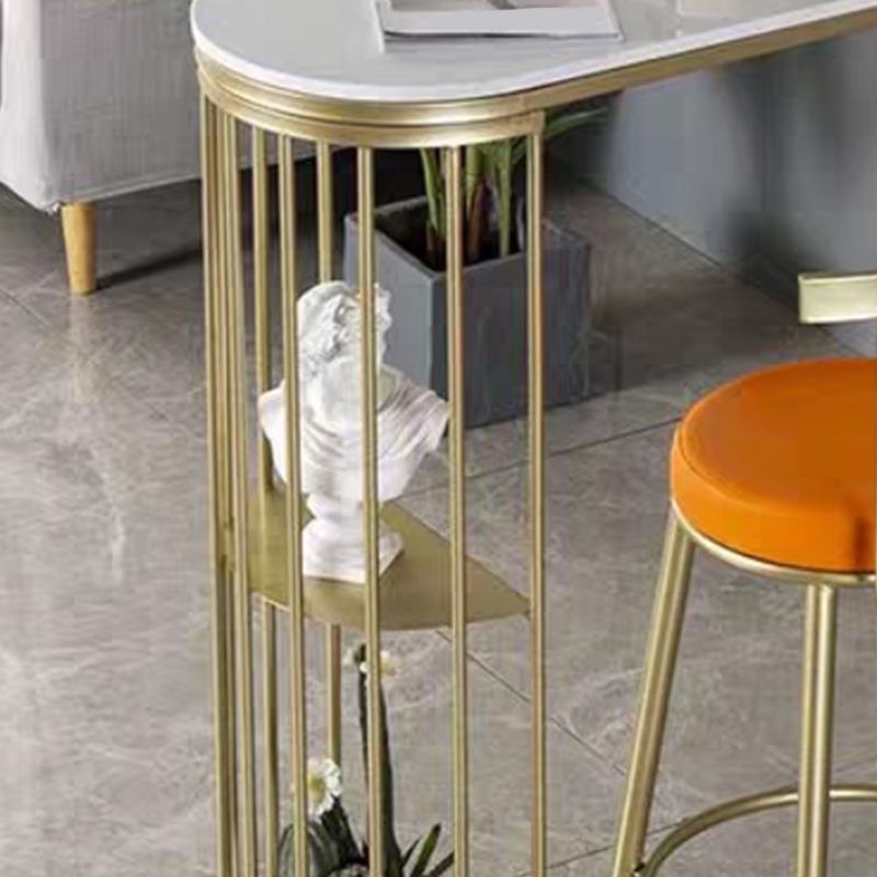 Living Room Counter-height Pub Table Gold Storage Metal Bar Dining Table