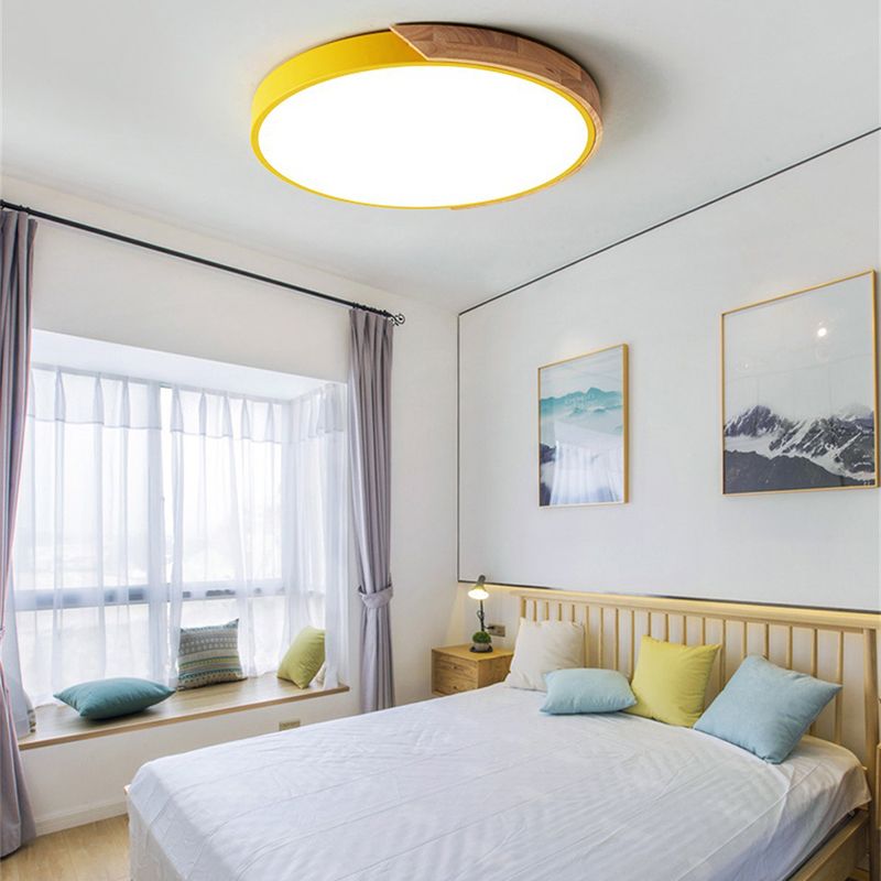 1-Light Round  Flush Mount Ceiling Light Fixtures Modern Metal Led Flush Light