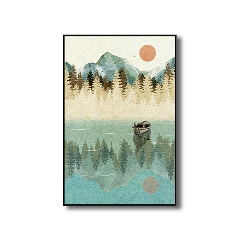 Children's Art Riverside Forest Art Canvas Soft Color Natural Landscape Wall Decor