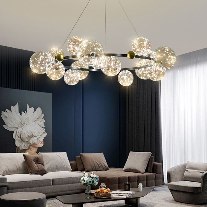 Modern Pendant Chandelier Circular Chandelier Hanging Light Glass Globe Chandelier