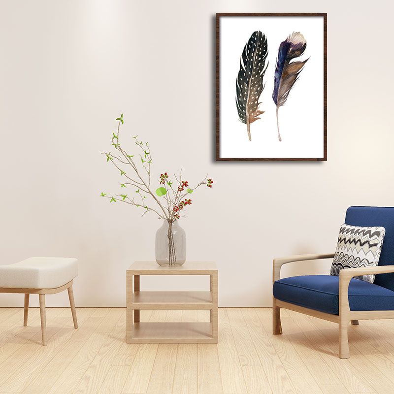 Black Feathers Wall Art Textured Surface Minimalism Dining Room Canvas Print