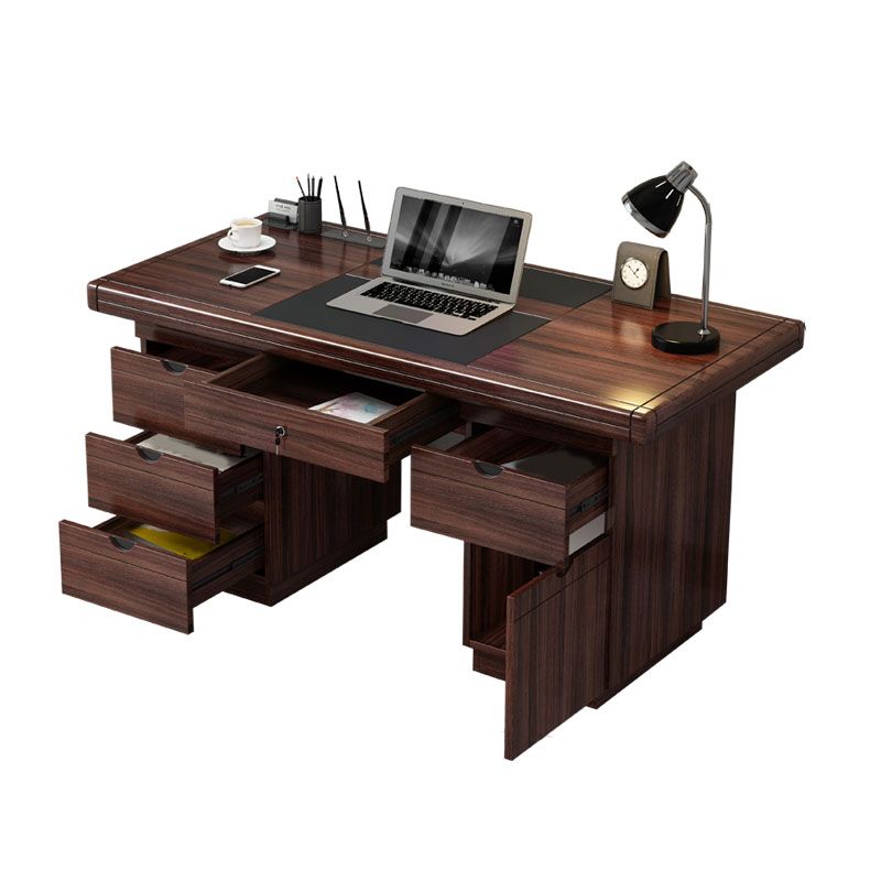 Rectangular Shaped Office Writing Desk Wood in Brown for Office