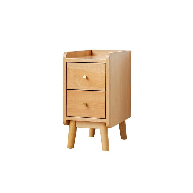 20 Inch H Nightstand Modern Solid Wood 2-Drawer Beech Bed Nightstand with Legs