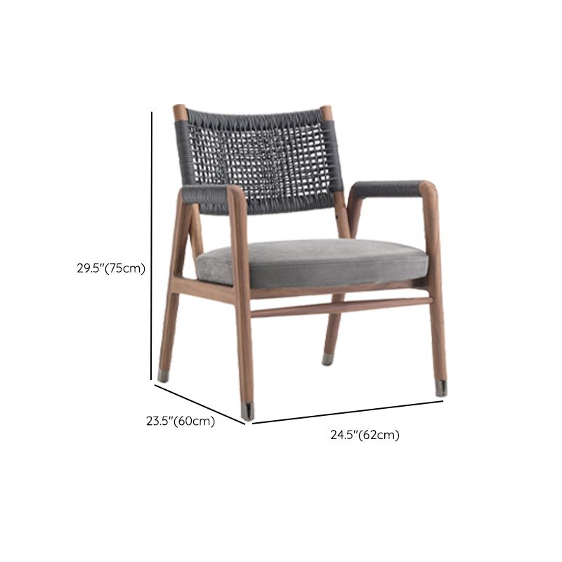 Modern Dining Side Chair Solid Wood Outdoor Bistro Chairs with Arm