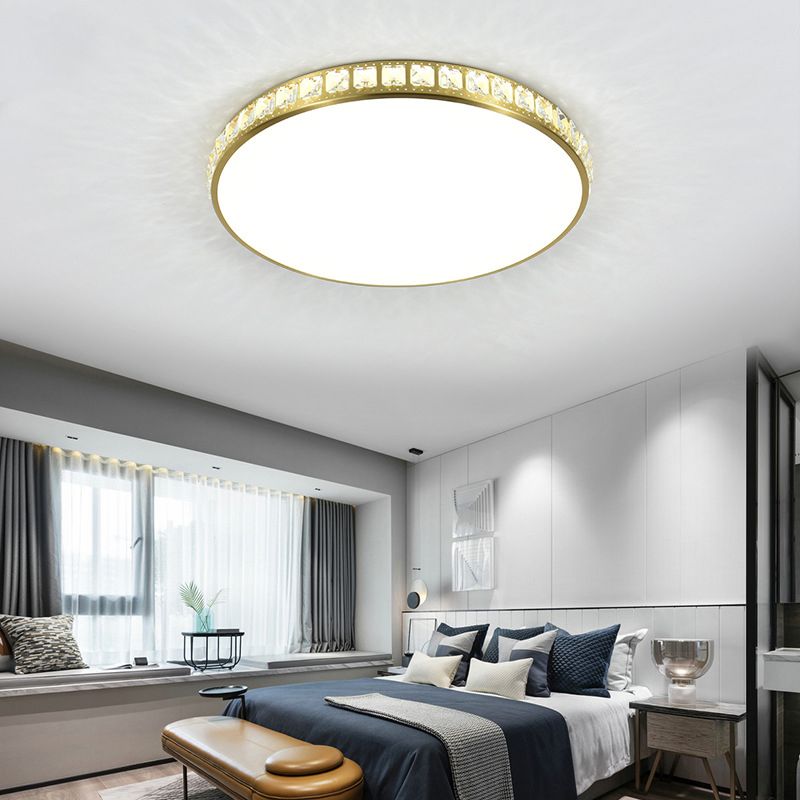 Modern Flush Light Gold Ceiling Lighting with Crystal for Bedroom