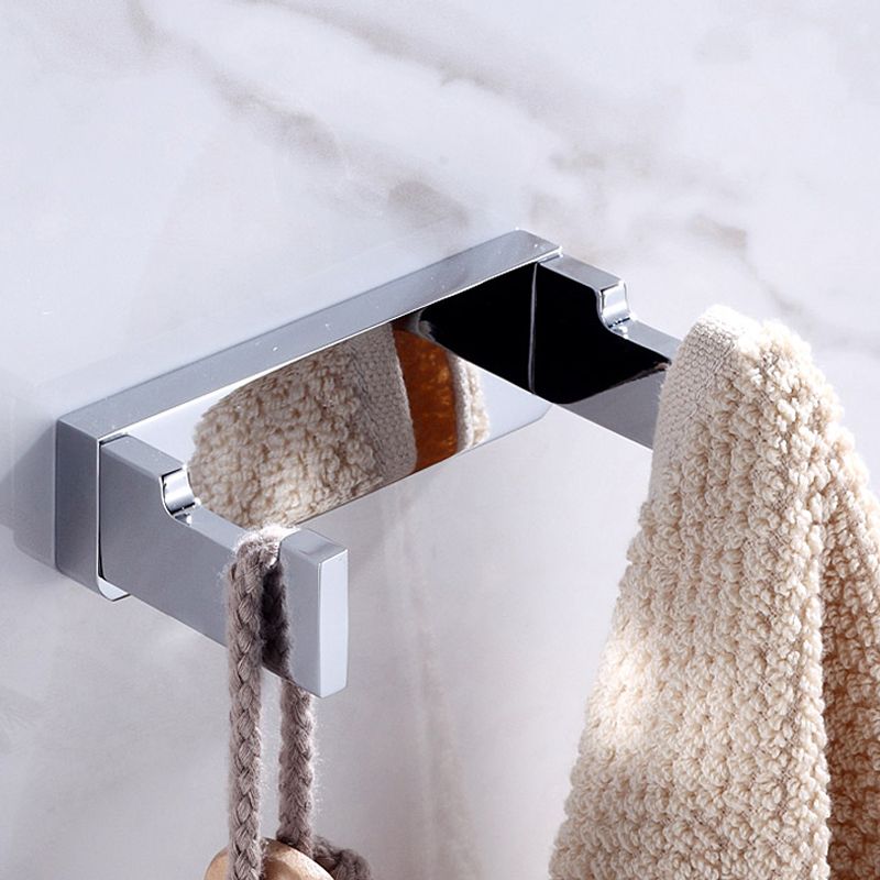 Chrome Brass Moderne Bathroom Accessory Set with Towel Bar/ Ring/Paper Holder & Robe Hook