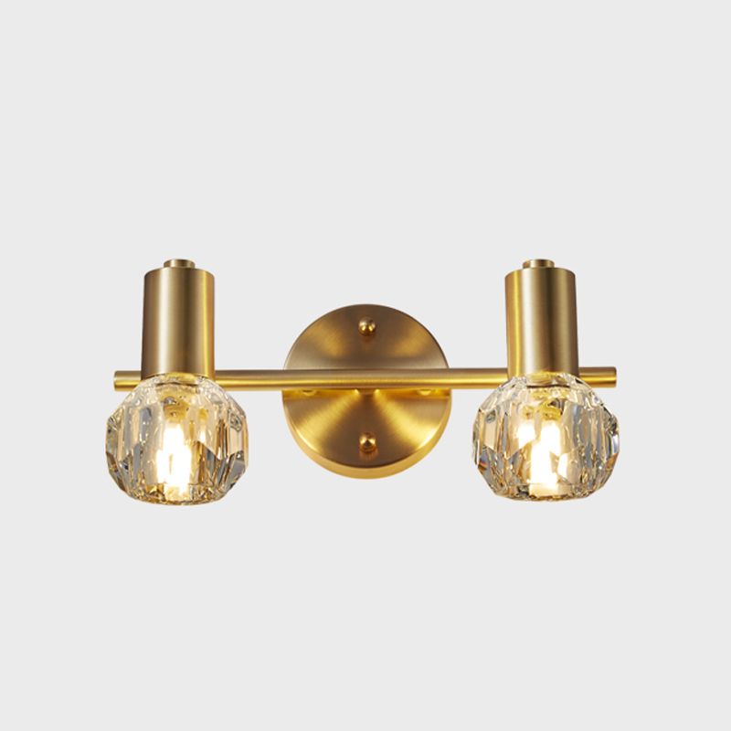 Crystal Geometric Wall Sconce Modern Multi-Lights Mirror Wall Light Fixture in Gold