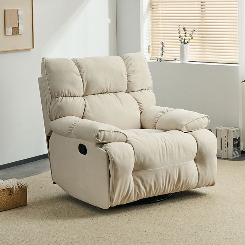 Swivel Rocker Manual Standard Recliner Solid Color Microsuede Recliner Chair