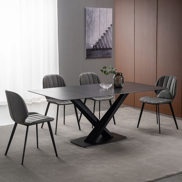 Modern 1/4/5/7 Pieces Dinette Set with Black Sintered Stone Top Rectangle Dining Table Set