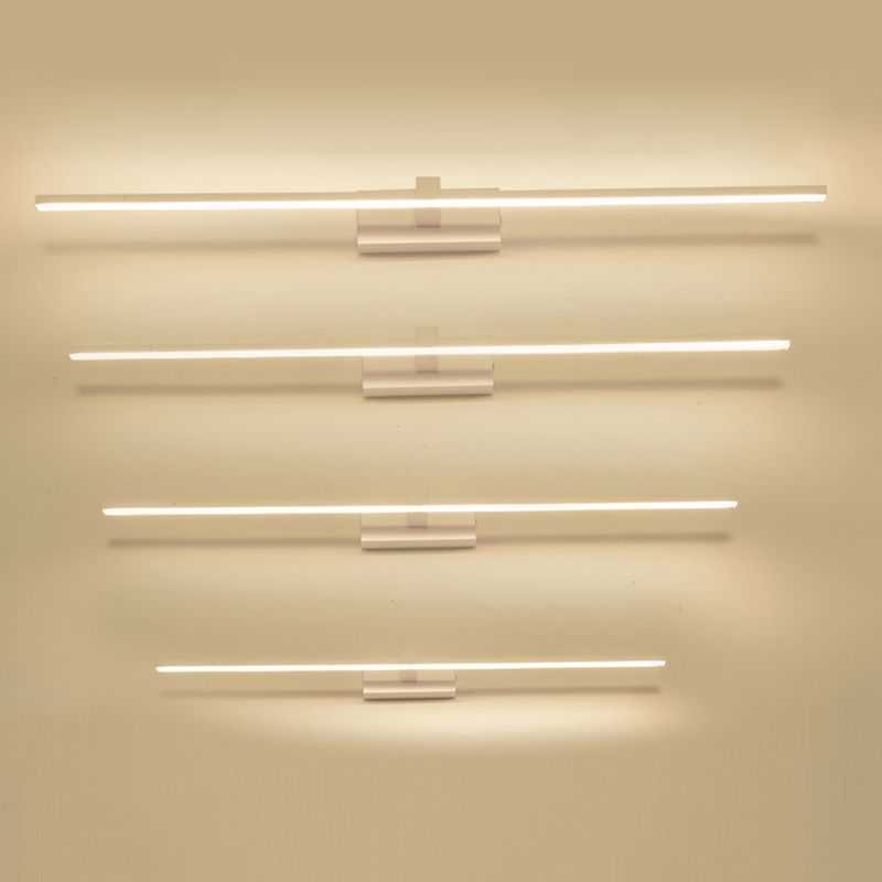 Metal linear Shade Mirror Wall Lights Modern 1 Head Wall Mount Fixture in White