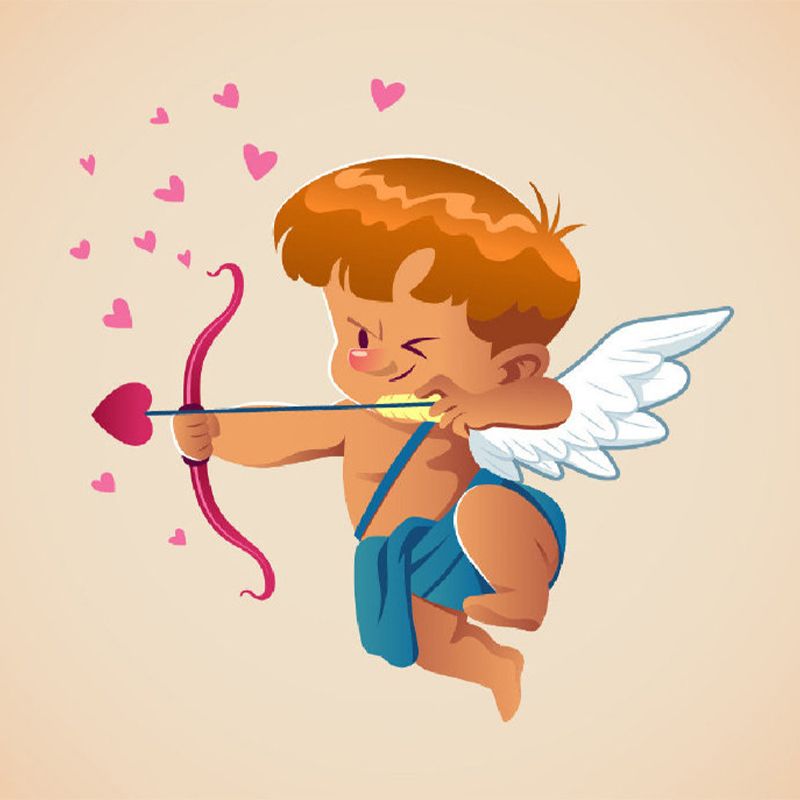 Brown Angel of Love Murals Stain-Resistant Cartoon Style Nursery Wall Decoration