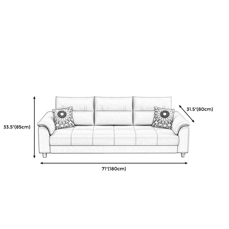 Beige Contemporary Biscuit Back Sofa 33.46"High Pillow Top Arm Sofa