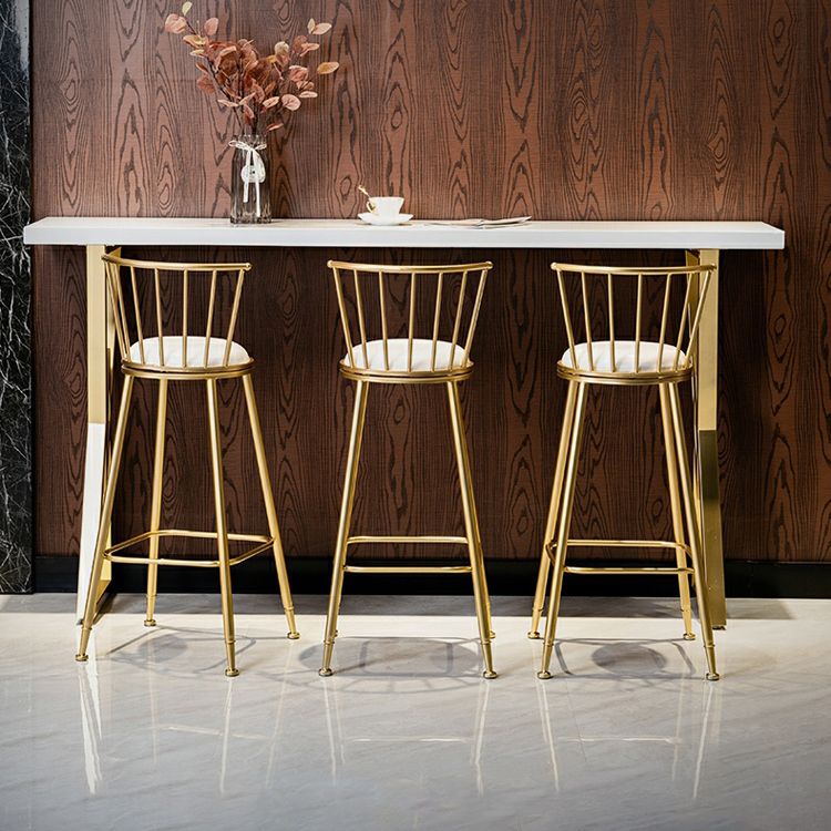 Glam Gold Iron Bar Dining Table White Wood Rectangle Indoor Bistro Table