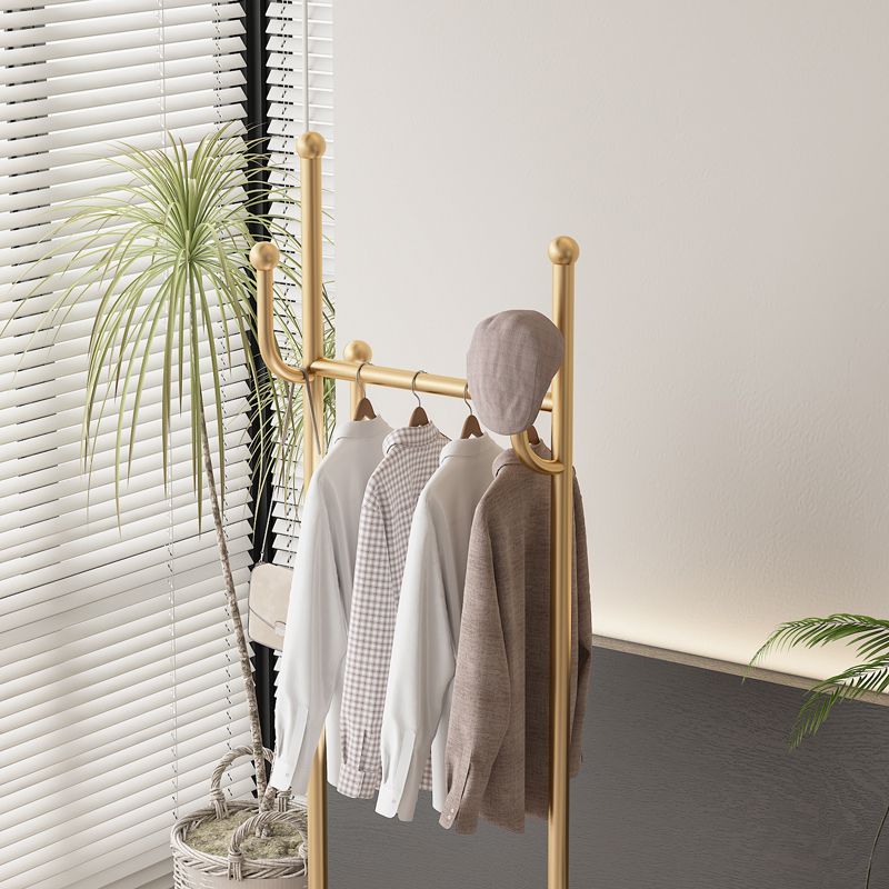 Contemporary Solid Color Coat Hanger Free Standing Storage Basket Coat Rack with Castors