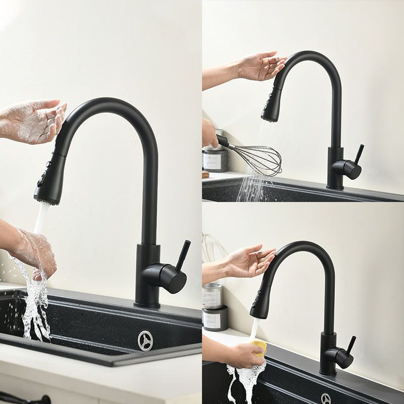 Modern Kitchen Faucet Stainless Steel Single Handle High Arc Retractable Kitchen Faucet